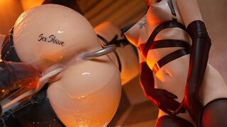 Megkötözve és telelőve: alázatos pipi anális horgos képzése