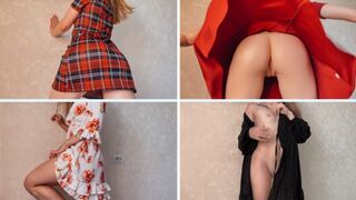 Világos Szőke kisasszony ruhapróba nélkül bugyi, gigantikus segggel csábít